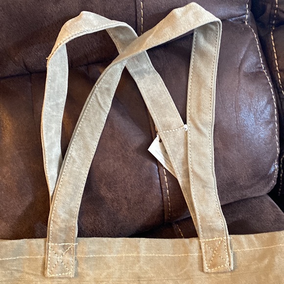 Boho Recycled Tent Market Tote Bag in Dark Green New With Tags - Picture 6 of 13